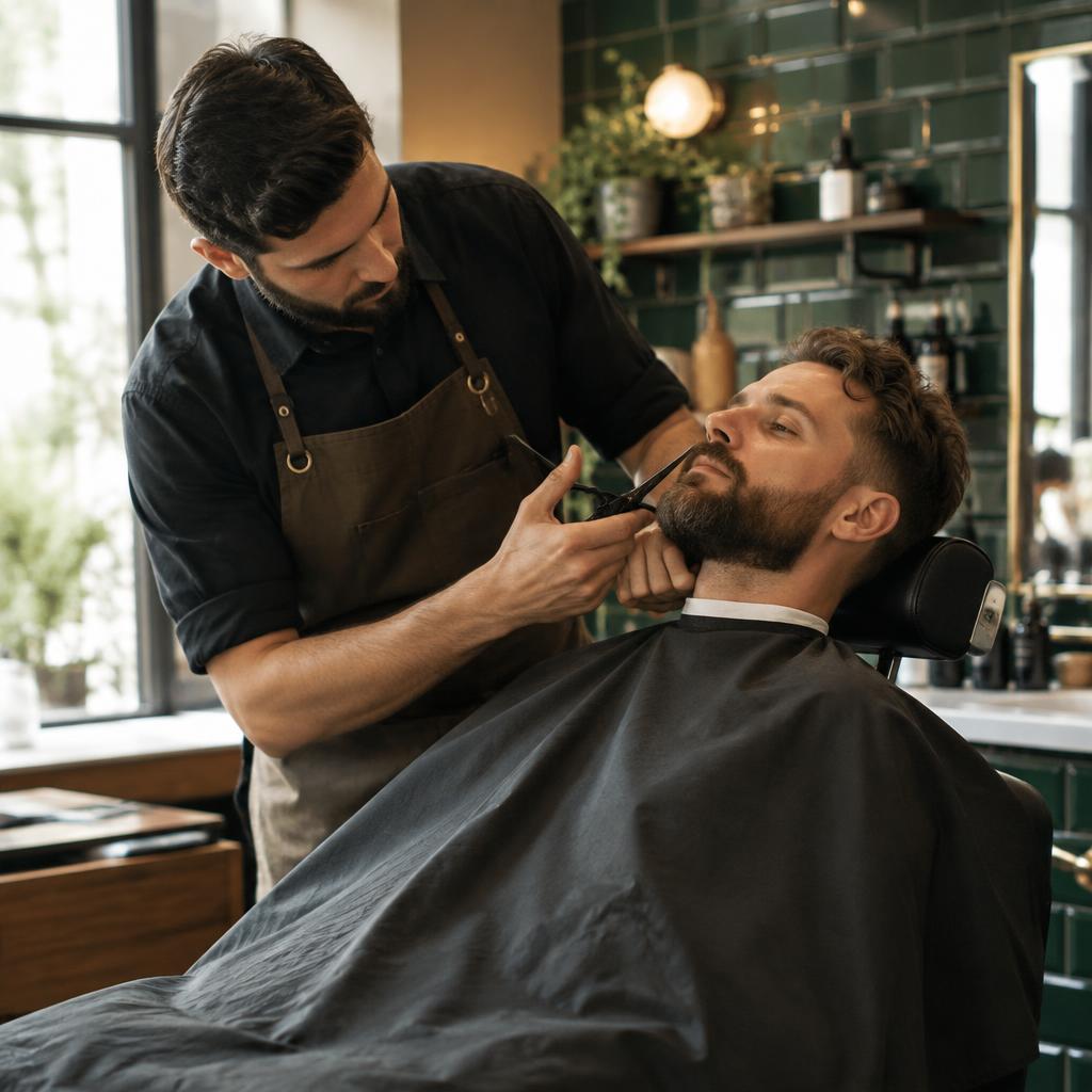 A barber at work in his shop